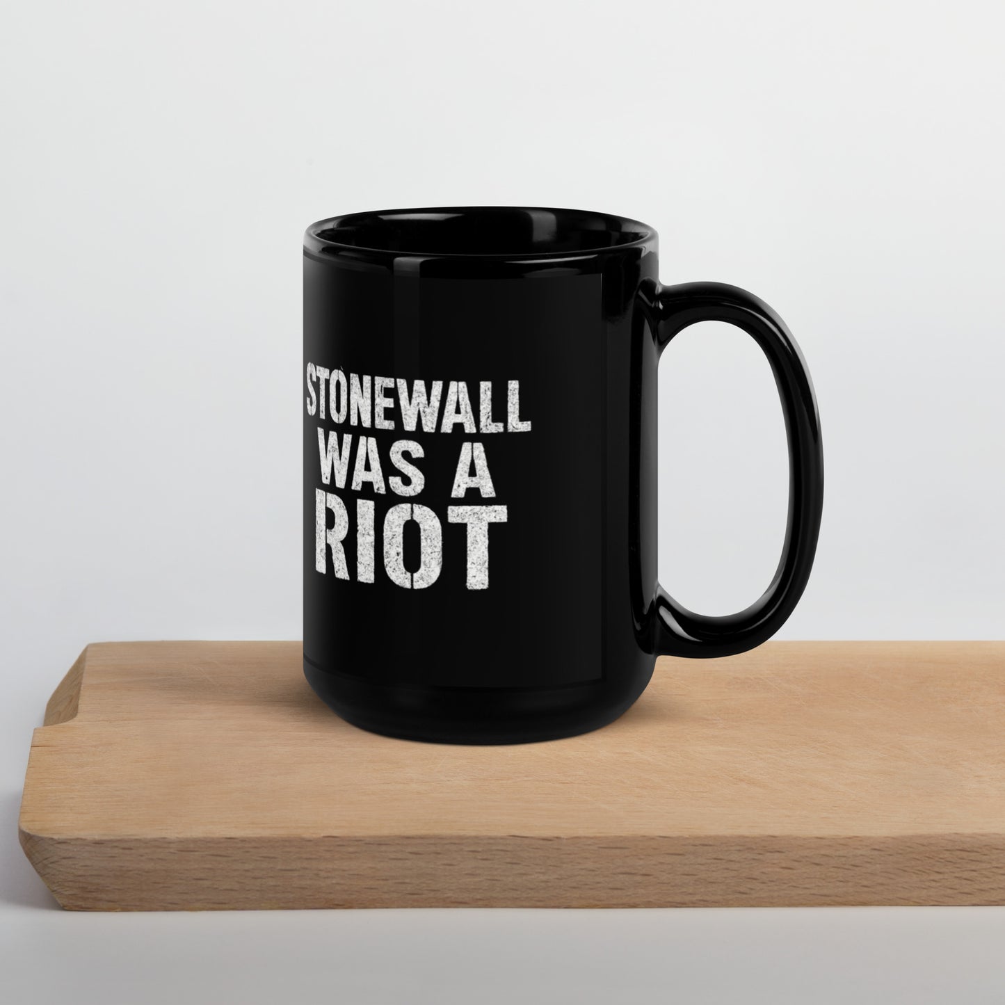 Ceramic pride mug with unique LGBTQ+ slogan: Stonewall Was a Riot - Mug (Black)
