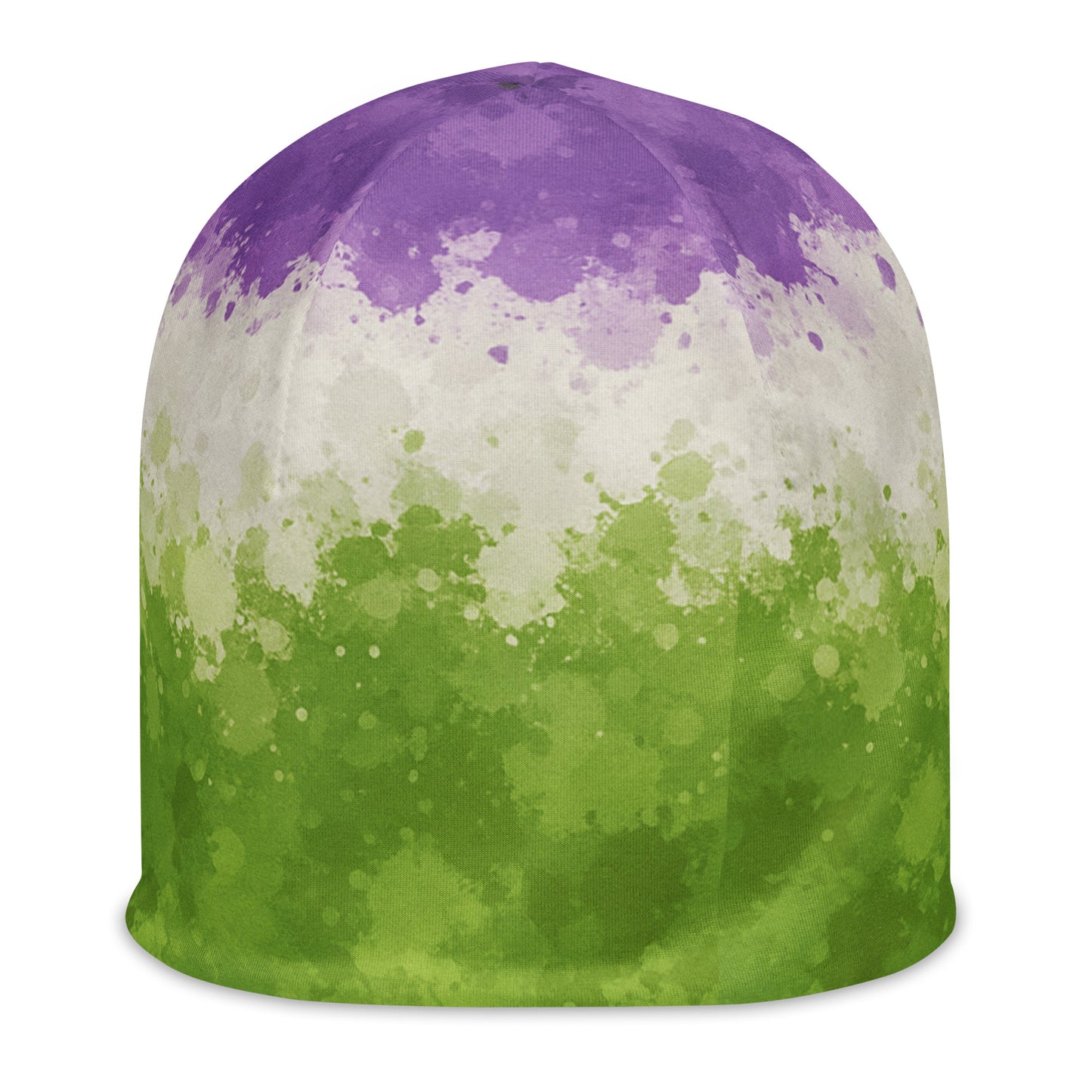 Warm pride beanie featuring flag-inspired graphics: Queer Splash Flag Beanie