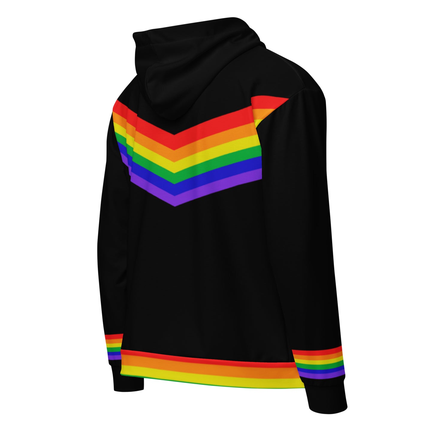 Bold outerwear celebrating LGBTQ+ pride: Nightlight Rainbow Accent Zip Hoodie