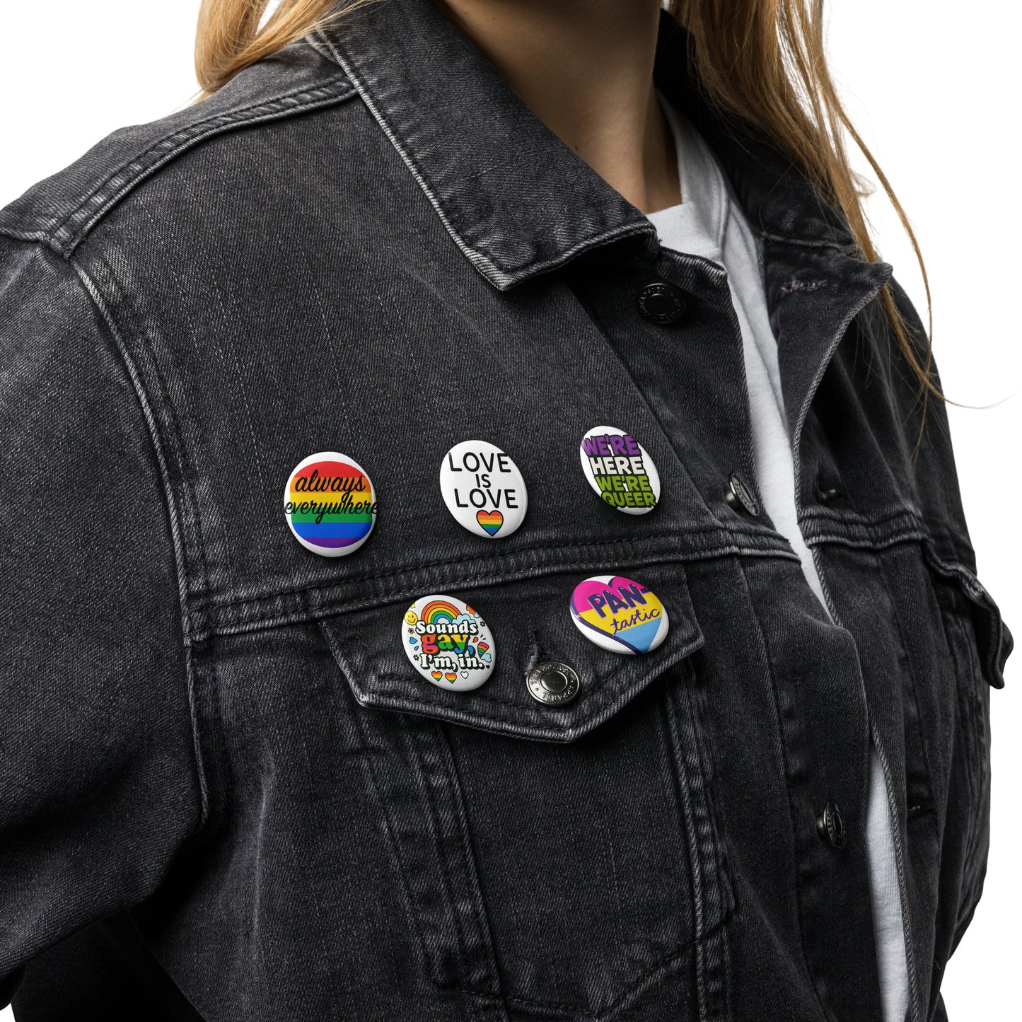 Set of LGBTQ+ pin buttons small but powerful
