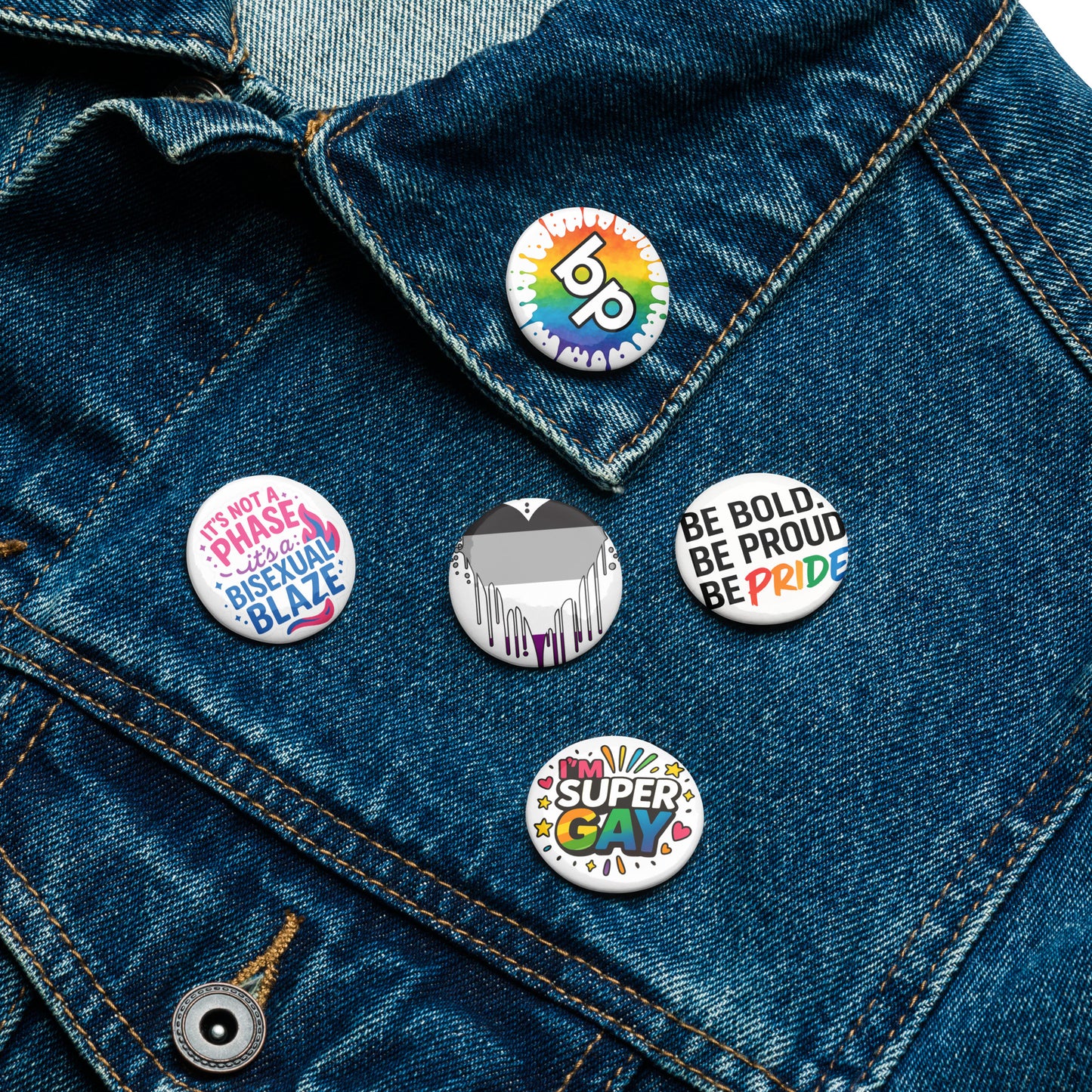 Set of LGBTQ+ pin buttons small but powerful