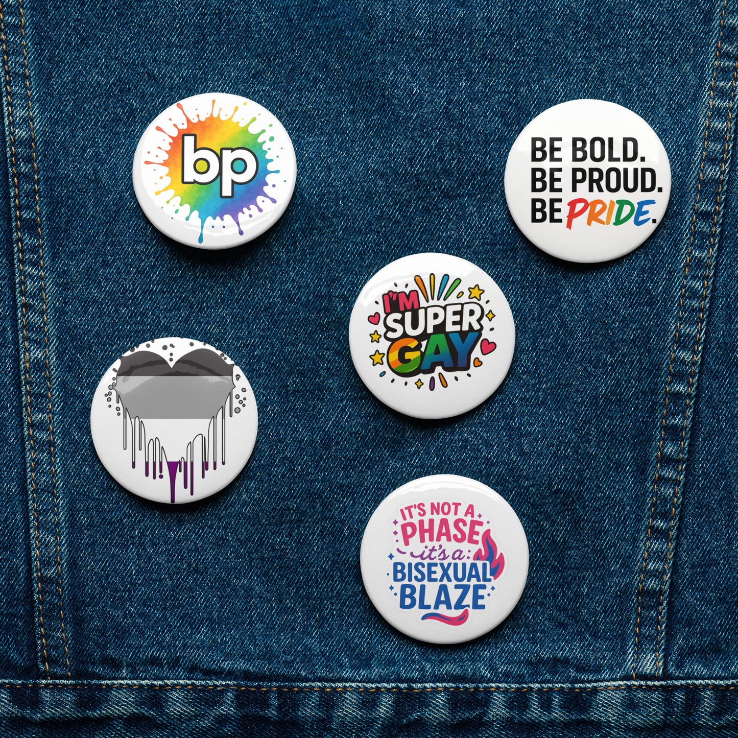 Set of LGBTQ+ pin buttons small but powerful