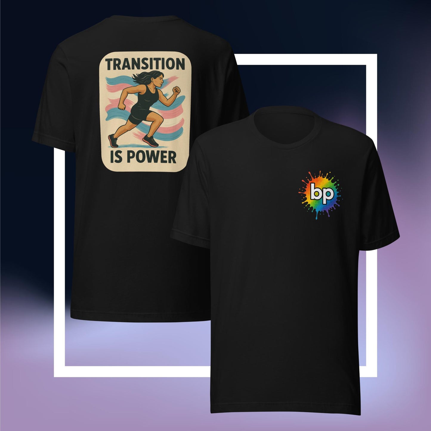 Unisex pride t-shirt with expressive design: Transition Is Power T-shirt