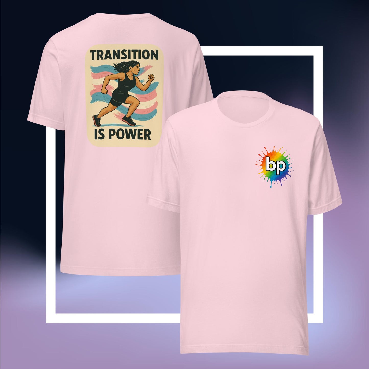 Unisex pride t-shirt with expressive design: Transition Is Power T-shirt