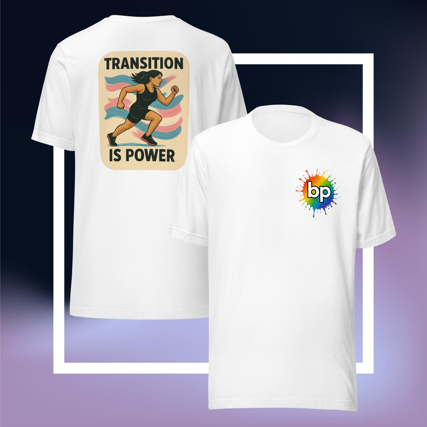 Unisex pride t-shirt with expressive design: Transition Is Power T-shirt