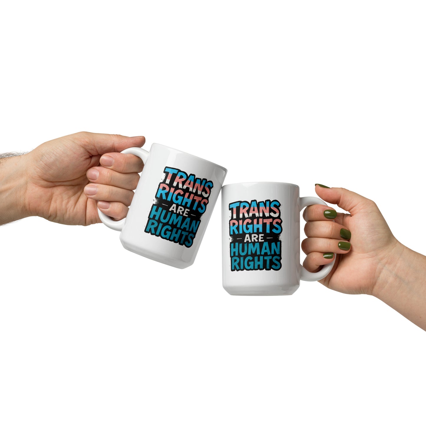 Ceramic pride mug with unique LGBTQ+ slogan: Trans Rights - Mug (White)