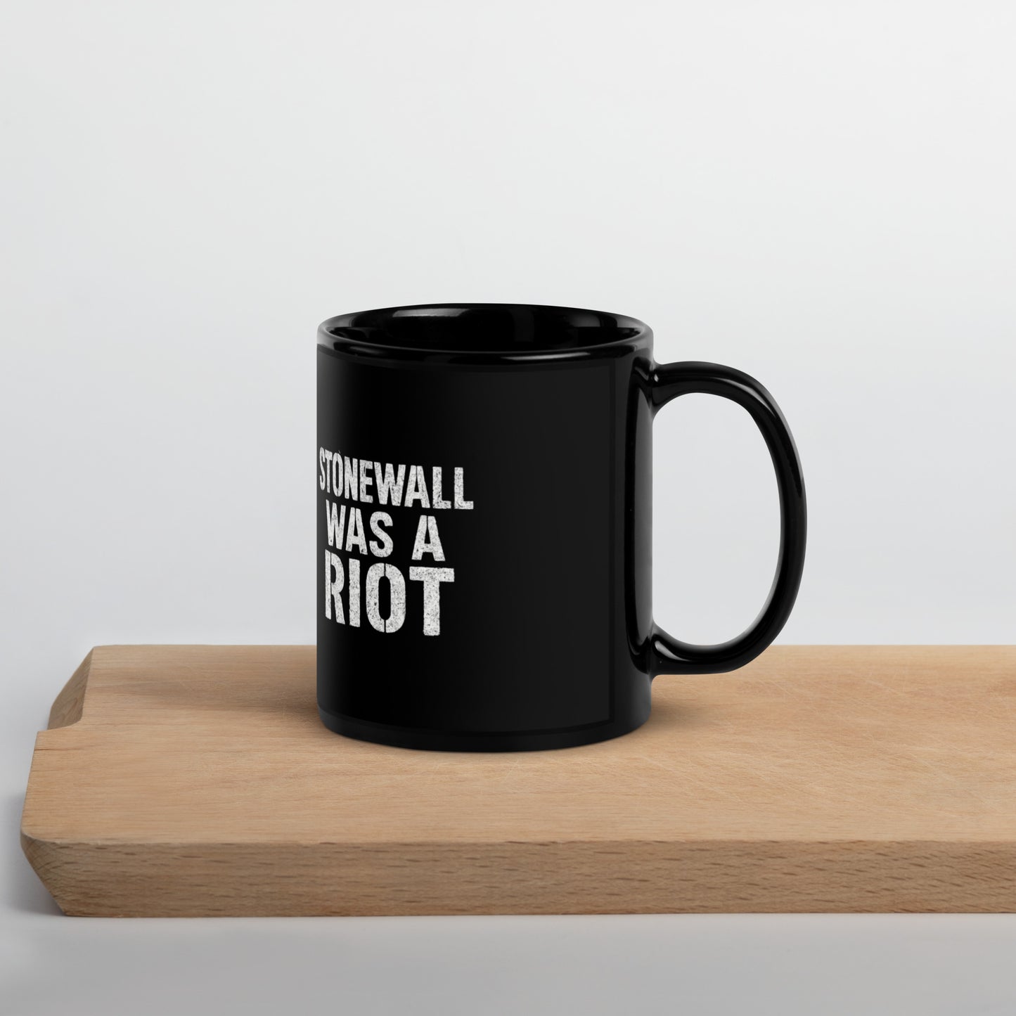 Ceramic pride mug with unique LGBTQ+ slogan: Stonewall Was a Riot - Mug (Black)

