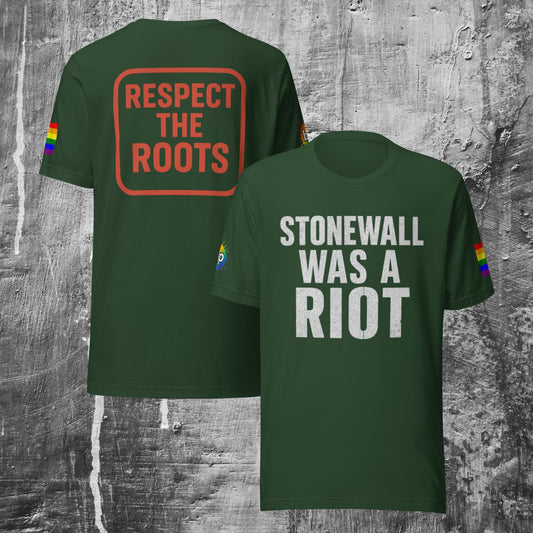 Unisex pride t-shirt with expressive design: Stonewall Was a Riot T-shirt
