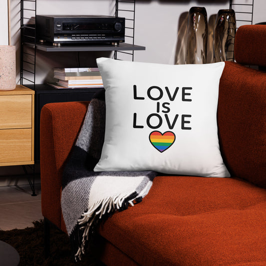 Decorative pride pillow for cozy, affirming spaces: The Love Is Love Lounge Pillow