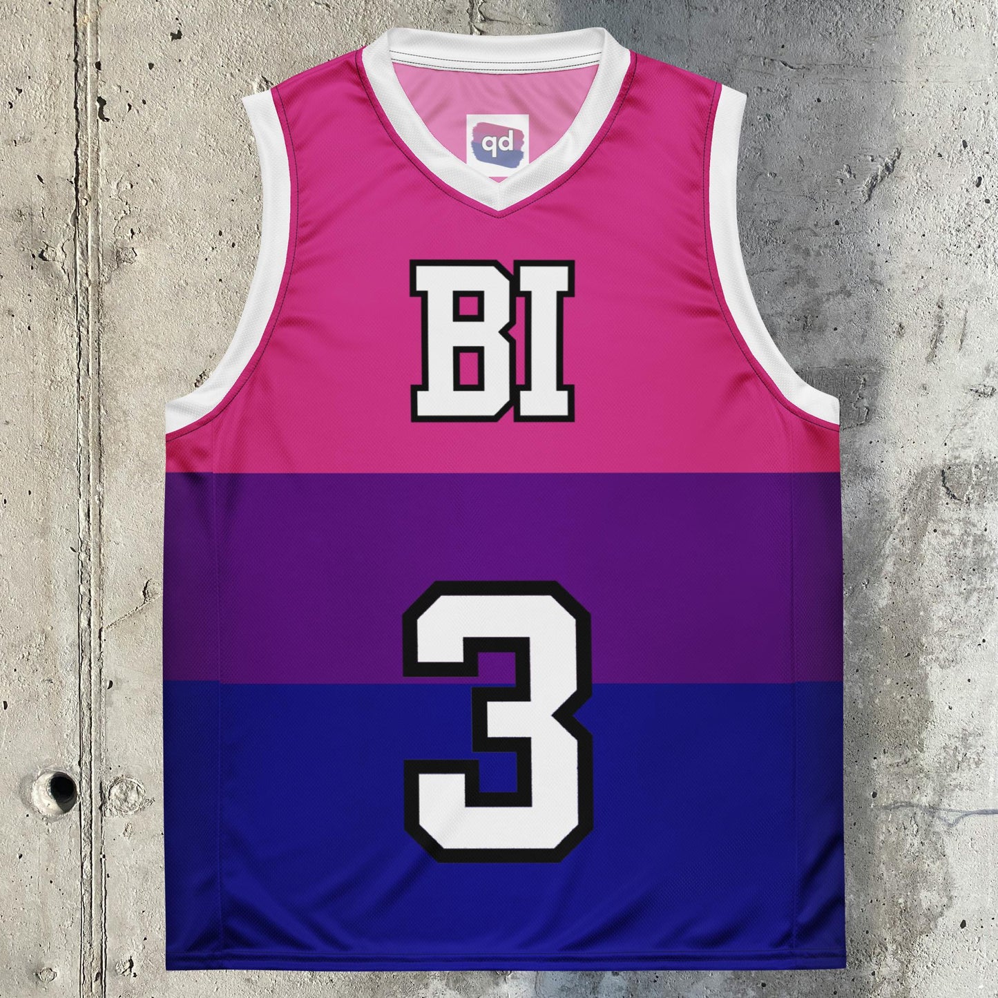 Basketball jersey with bold LGBTQ+ pride design: Bi Bold Basketball Jersey
