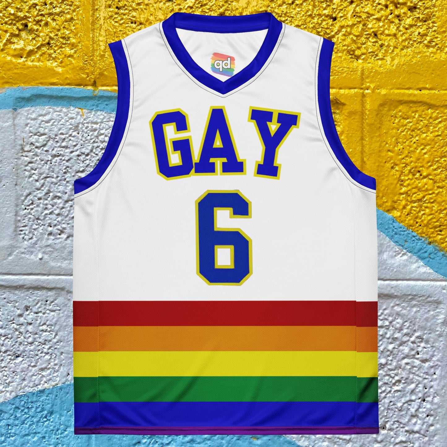 Basketball jersey with bold LGBTQ+ pride design: Gay Love Basketball Jersey