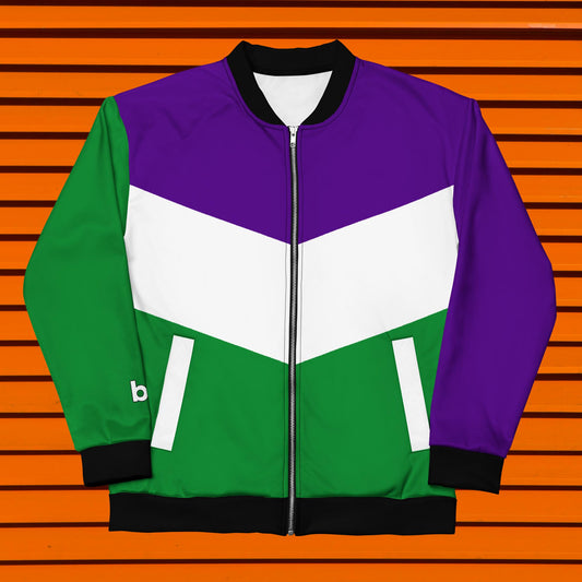 Bold outerwear celebrating LGBTQ+ pride: QR-Force Bomber Jacket