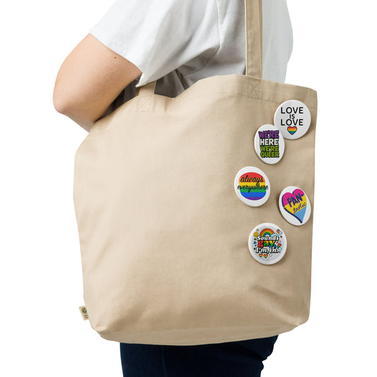 Set of LGBTQ+ pin buttons small but powerful