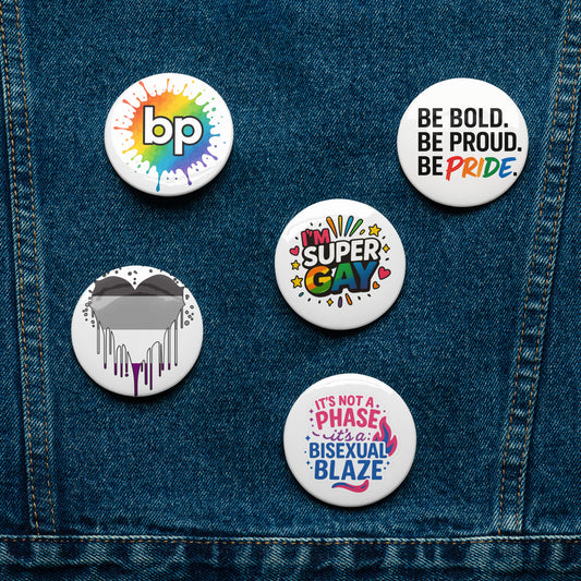 Set of LGBTQ+ pin buttons small but powerful