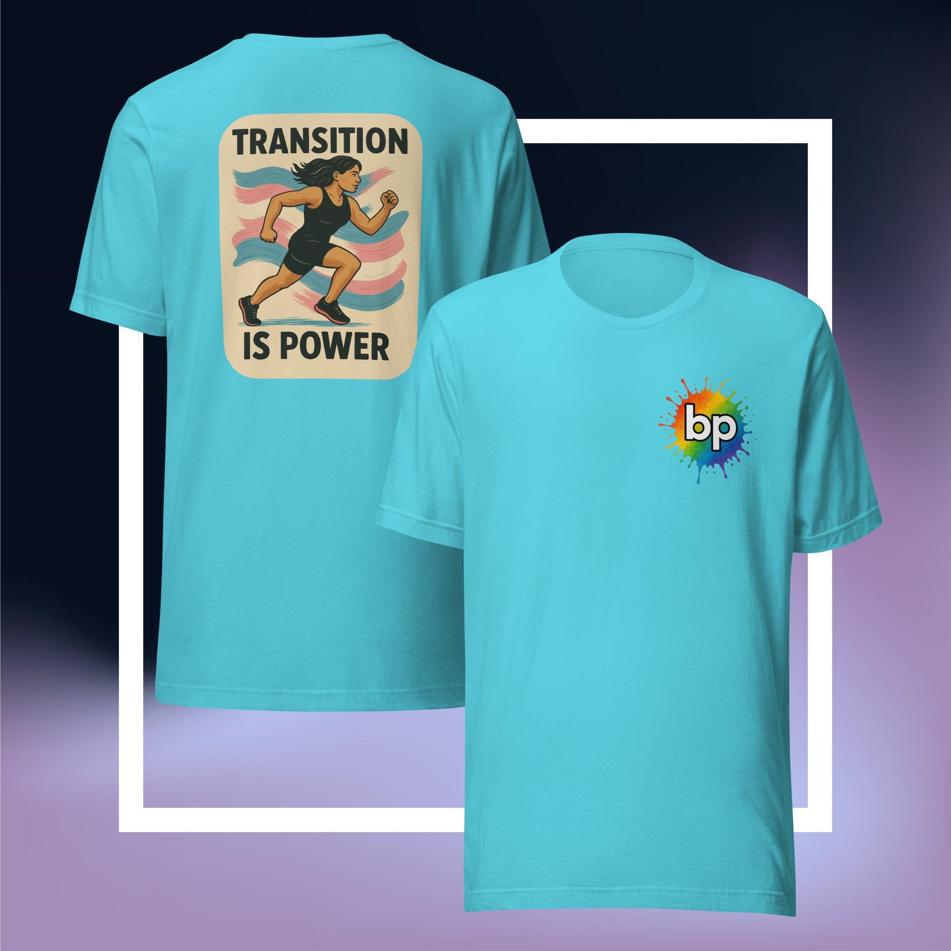 Unisex pride t-shirt with expressive design: Transition Is Power T-shirt