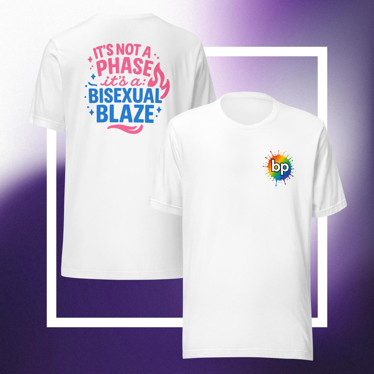 Unisex pride t-shirt with expressive design: Not a Phase, Its a Bisexual Blaze T-Shirt