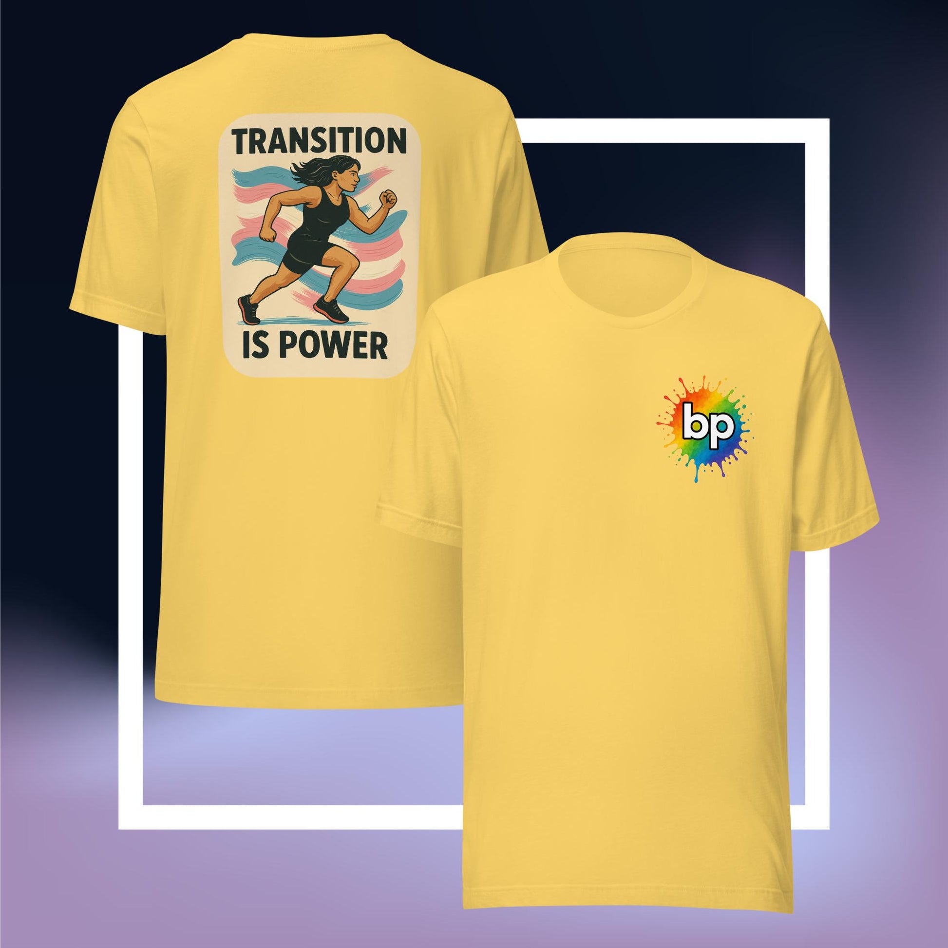 Unisex pride t-shirt with expressive design: Transition Is Power T-shirt